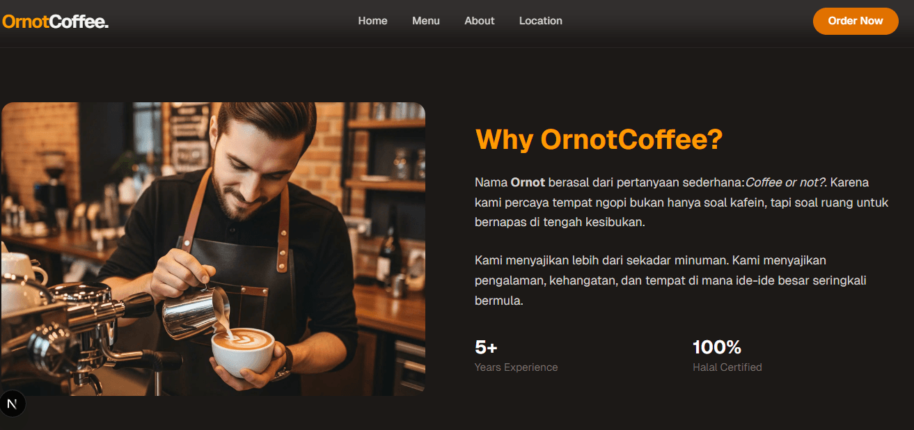 OrnotCoffe Landing Page